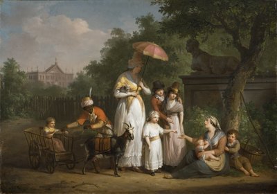 A Noble Family Distributing Alms in a Park by Mathieu Ignace van Bree